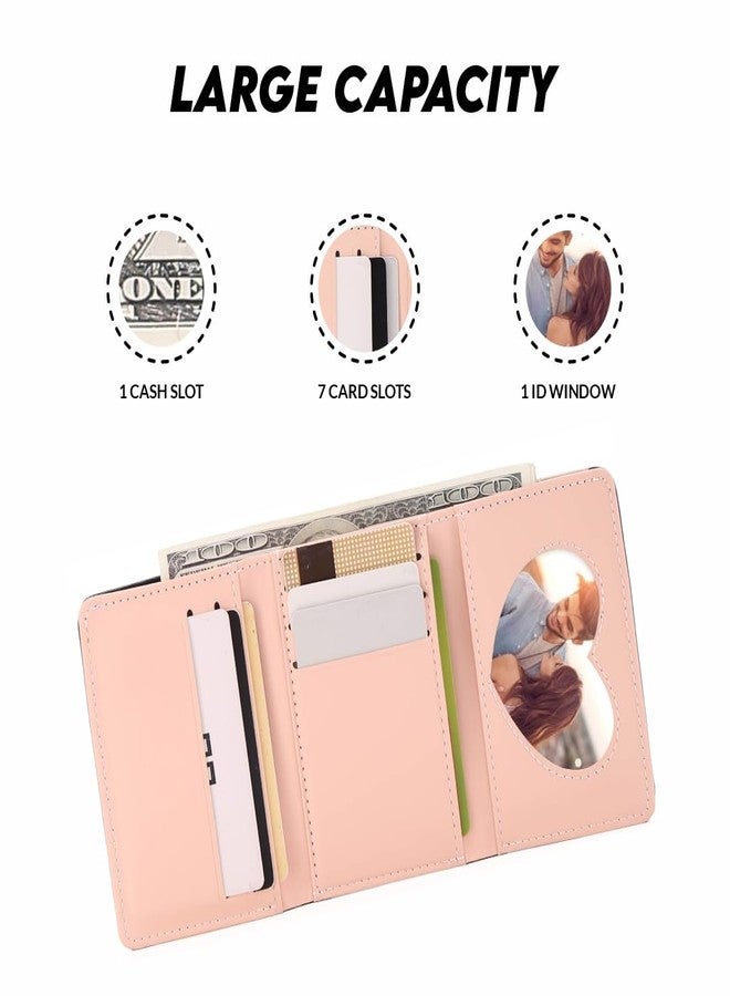 Elios Women's Wallet Color-Blocking Design Vegan Leather Trifold Small Card Holder Compact Ladies Purse with Multiple Card Slots RFID Blocking | Snap Closure | Mini Purse for Women (Pink) - Image 4